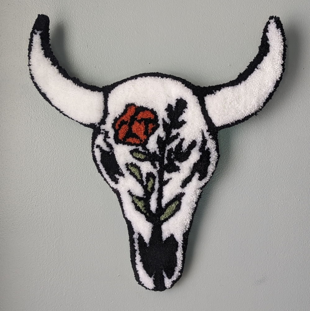 Floral Cow Skull Wall Hanging